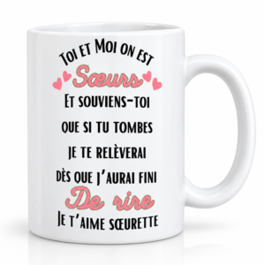 Mug pour sœur – Cadeau drôle « Je t’aime sœurette »