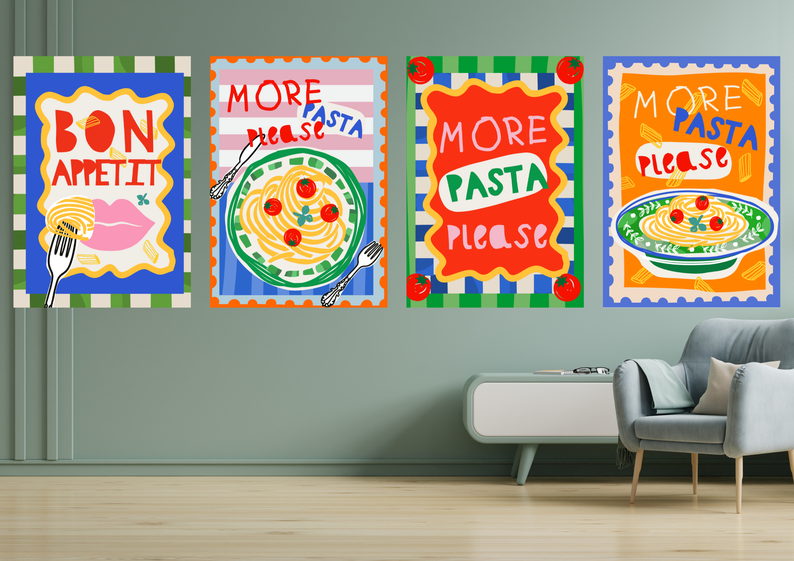 Affiches cuisine rétro Pasta – Une déco colorée et gourmande 🍝
